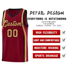 Crimson Old Gold-Black Ribbon Pattern Basketball Kits 2