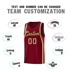 Crimson Old Gold-Black Ribbon Pattern Basketball Kits 4