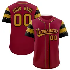 Crimson Old Gold Black Sleeve Flag Lace Baseball Jersey