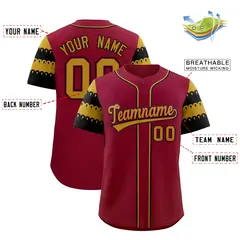 Crimson Old Gold Black Sleeve Flag Lace Baseball Jersey 2