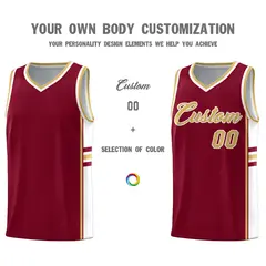 Crimson Old Gold Color Block Breathable Basketball Jersey 3