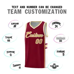 Crimson Old Gold Color Block Breathable Basketball Jersey 4
