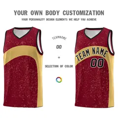 Crimson Old Gold Dot Graffiti Irregular Pattern Basketball Jersey 3