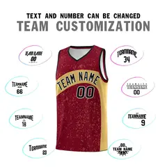 Crimson Old Gold Dot Graffiti Irregular Pattern Basketball Jersey 4