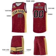 Crimson Old Gold Dot Graffiti Irregular Pattern Basketball Jersey 5