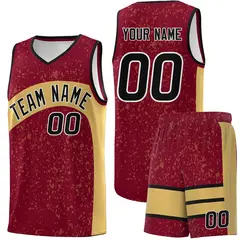 Crimson Old Gold Dot Graffiti Irregular Pattern Basketball Jersey 1