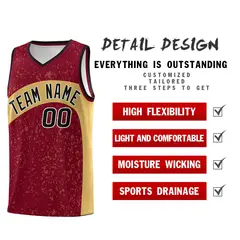 Crimson Old Gold Dot Graffiti Irregular Pattern Basketball Jersey 2