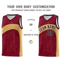 Crimson Old Gold Dot Graffiti Irregular Pattern Basketball Jersey 3