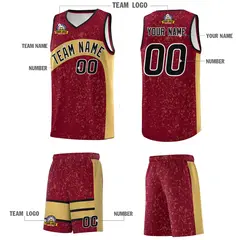Crimson Old Gold Dot Graffiti Irregular Pattern Basketball Jersey 5