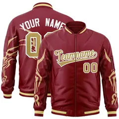 Crimson Old Gold Dragon Head Graffiti Varsity Full-Zip Letterman Bomber Jacket