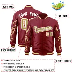 Crimson Old Gold Dragon Head Graffiti Varsity Full-Zip Letterman Bomber Jacket 2