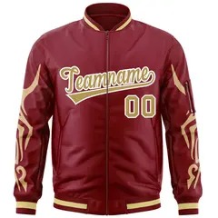 Crimson Old Gold Dragon Head Graffiti Varsity Full-Zip Letterman Bomber Jacket 3