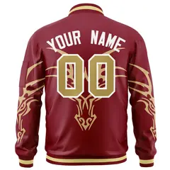 Crimson Old Gold Dragon Head Graffiti Varsity Full-Zip Letterman Bomber Jacket 4