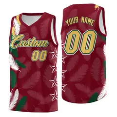 Crimson Old Gold Feather Graffiti Basketball Jersey 1