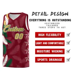 Crimson Old Gold Feather Graffiti Basketball Jersey 2