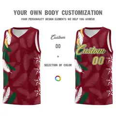 Crimson Old Gold Feather Graffiti Basketball Jersey 3