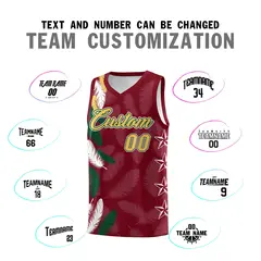Crimson Old Gold Feather Graffiti Basketball Jersey 4