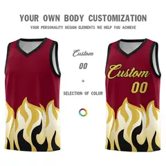 Crimson Old Gold Flame Hem Fashion Basketball Jersey 3