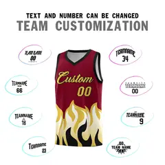 Crimson Old Gold Flame Hem Fashion Basketball Jersey 4