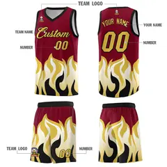 Crimson Old Gold Flame Hem Fashion Basketball Jersey 5