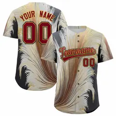 Crimson Old Gold Fluid Feather Graffiti Baseball Jersey 1