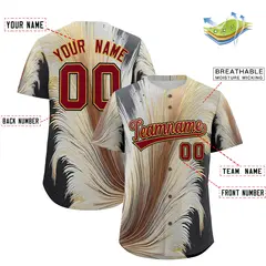 Crimson Old Gold Fluid Feather Graffiti Baseball Jersey 2