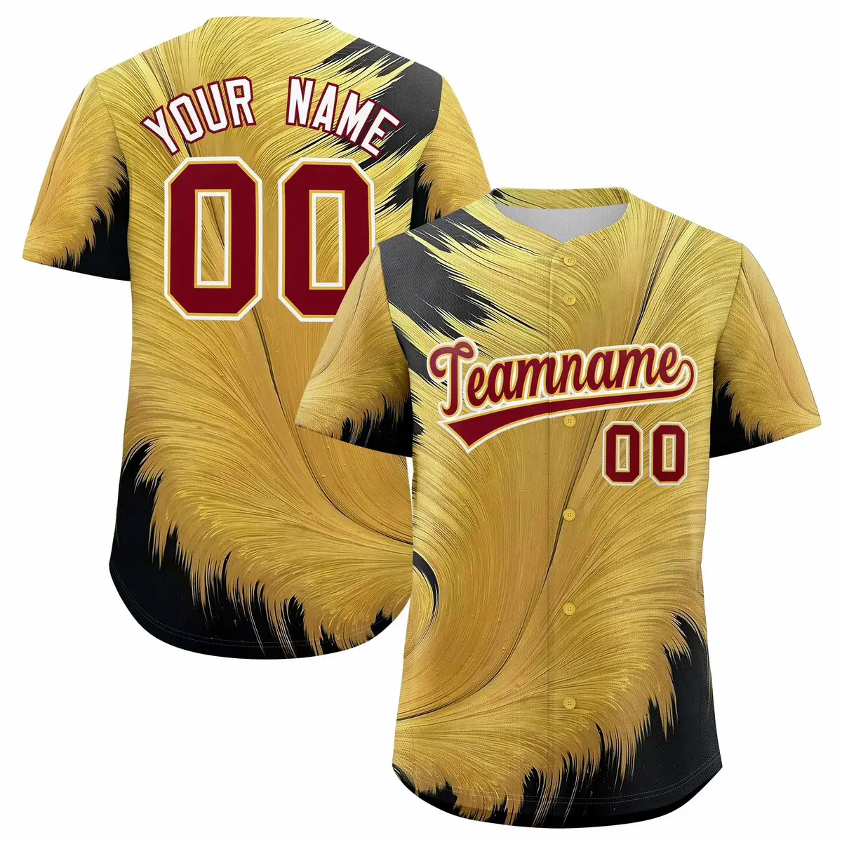 Crimson Old Gold Fluid Feather Graffiti Baseball Jersey