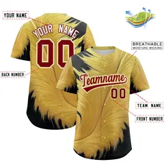 Crimson Old Gold Fluid Feather Graffiti Baseball Jersey 2
