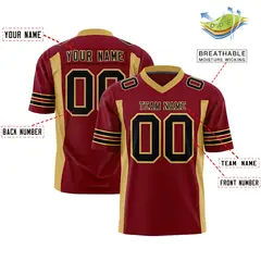Crimson Old Gold Football Jersey with Sleeve Stripes 2
