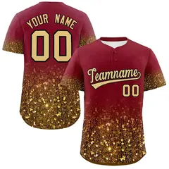 Crimson Old Gold Gradient Sparkle-Effect Baseball Jersey 1
