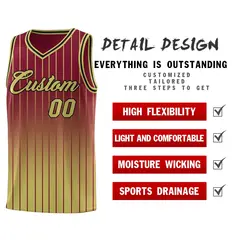Crimson Old Gold Gradient Stripe Basketball Jersey 2