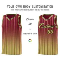Crimson Old Gold Gradient Stripe Basketball Jersey 3
