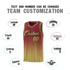 Crimson Old Gold Gradient Stripe Basketball Jersey 4