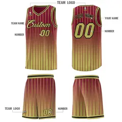 Crimson Old Gold Gradient Stripe Basketball Jersey 5