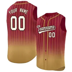 Crimson Old Gold Gradient Stripe Sleeveless Baseball Jersey