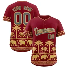 Crimson Old Gold Graffiti Pattern Bossinia Baseball Jersey 1