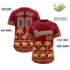 Crimson Old Gold Graffiti Pattern Bossinia Baseball Jersey 2
