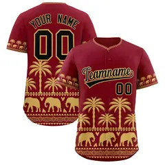 Crimson Old Gold Graffiti Pattern Bossinia Baseball Jersey 1