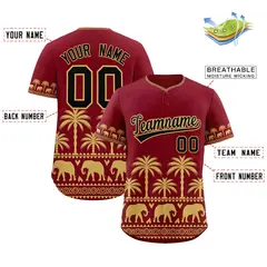 Crimson Old Gold Graffiti Pattern Bossinia Baseball Jersey 2