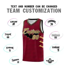 Crimson Old Gold Halloween Bat Pattern Basketball Jersey 4
