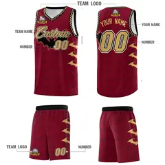 Crimson Old Gold Halloween Bat Pattern Basketball Jersey 5