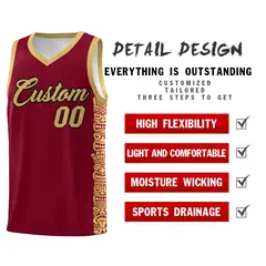 Crimson Old Gold Indians Pattern Basketball Uniform Jersey 2