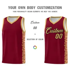 Crimson Old Gold Indians Pattern Basketball Uniform Jersey 3