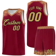 Crimson Old Gold Indians Print Basketball Uniform Jersey