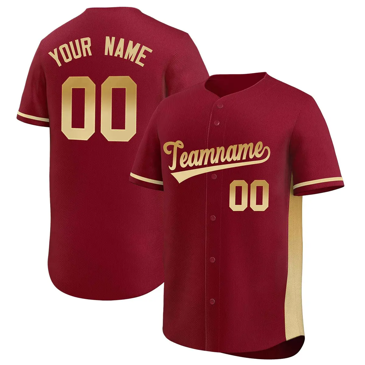 Crimson Old Gold-Khaki Gradient Font Side Baseball Jersey