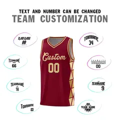 Crimson Old Gold-Khaki Triangle Splicing Basketball Jersey 3