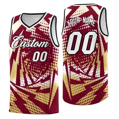 Crimson Old Gold Lightning Halftone Dot Basketball Jersey 1