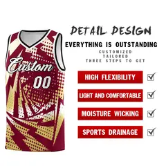Crimson Old Gold Lightning Halftone Dot Basketball Jersey 2
