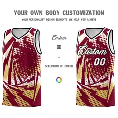 Crimson Old Gold Lightning Halftone Dot Basketball Jersey 3