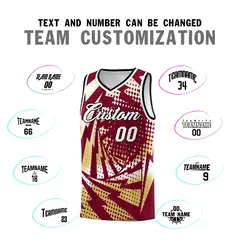 Crimson Old Gold Lightning Halftone Dot Basketball Jersey 4